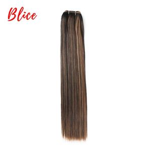 Syntetiska peruker Blice 18-26 tum Syntetiskt hår 1pcs/Pack Bundle Weft Yaki Straight Weaving Mixed Color Kanekalon Hair for Women 240329