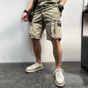 Homens verão marca casual vintage clássico bolsos camuflagem shorts de carga masculino outwear moda sarja algodão shorts masculino 240312