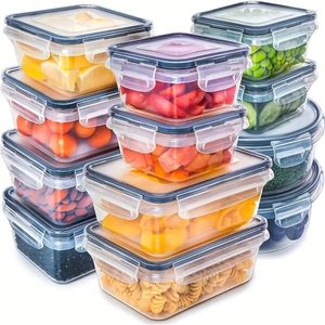 Butelki do przechowywania 12PCS Food Airtight pojemniki Pudełka na lunch Zestaw mikrofalowy bezpieczny BPA BPA Free Grade PP Plastic Containt