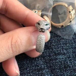 Vida Carter Rings Nail Full Elmas Leopard Ring Kişilik Trendi Klasik Kafa Canlı Yayın Takı C1J6