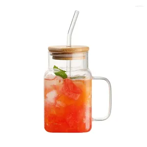 Vinglas 1 st enkel juice mugg ml glas kopp bubble te lock och halm transparent mjölkvatten bar dricksälskare