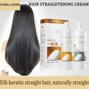 Relaxers Silk Protein Nourishing Hair Rätning Snabb utjämning Kollagen Hår rätkräm för kvinna Keratin Hårbehandling