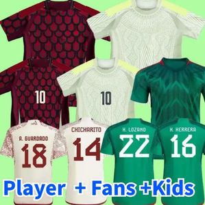 Meksika Chicharito Mens Futbol Formaları 23 24 T Shirt H. Lozano A. Guardado Evde Uzak Eğitim Giyim R. Jimenez Milli Takım Futbol Gömlek Hayranları Versiyon