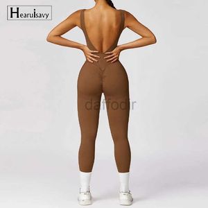 Women's Tracksuits Seamless One-piece Suit Women Sports Jumpsuit up Suit Backless Sportswear Set Women Sleeveles Workout Bodysuits 24318