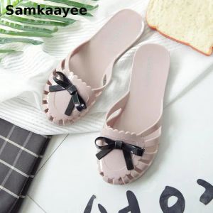 Boots Size 3640 Women Slippers Summer Female Bow Sandals Mujer Flats Beach Jelly Shoes Outdoor Bohemian Zapatillas Solid Sandalias 13