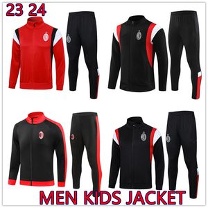 2023 2024 Nya ASC Milans Long Zipper Jacket Tracksuit tröjor Training Surtetement Jerseys Chandal Kit 23 24 Milans Football Men and Kids Jacket Sportwear