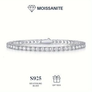 1pc Moissanite Sier Tennis Chain Hip Hop Bracelet, Men Women Couple Style Hot Sale Fashion Jewelry, Valentine's Day Engagement Wedding Anniversary Birthday Gift