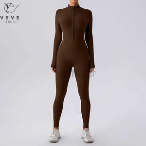 Kvinnors spårdräkter kostym fitness blixtlås långärmad bodysuit sportkläder kvinnor set gym jumpsuit träning kläder sport outfit 24318