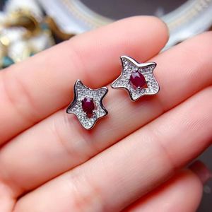 Dangle Earrings MeiBaPJ 3 4 Natural Ruby Star Fish Stud Real 925 Sterling Silver Red Stone Fine Charm Jewelry For Women