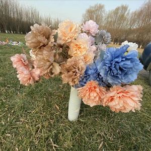 Dekorativa blommor One Silk 5 Big Heads/Piece Peony Flower Branch Long Stem Autumn Series Peonia For Wedding Party Centerpieces Floral