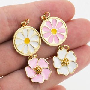 Anhänger Halsketten Edle Exquisite Runde Blume Halskette Öl Dropp Emaille Charme Schmuck DIY Herstellung Frauen Zubehör Geburtstag Geschenke