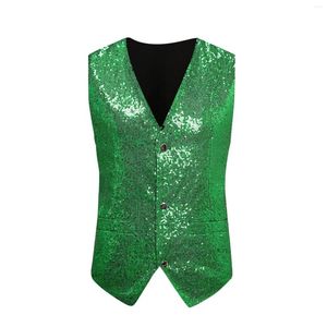 Men's Vests 2024 Slim Fit Fashionable Sequin Suit Vest Comfortable Dancing Party Wedding Outerwear Casual Festival Shiny For Men