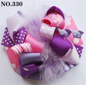 Akcesoria do włosów 30pcs 5,5 cala Szkoły Funky Fun Bows With Feather for Girl Toddle Clips