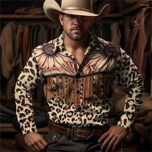 Men's Dress Shirts Retro Long Sleeve Western Cowboy Male Social Shirt Blouse Rockabilly Men Street Vintage Fashion Casual Clothing Camisas