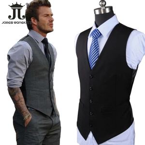 Coletes novo vestido de casamento produtos de alta qualidade algodão moda masculina design terno colete/cinza preto highend masculino negócios casual terno colete