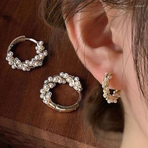 Stud Earrings 2024 Luxury Pearl Copper Metal Korean Elegant Earring Women's Flower Ear Fashion Party Jewelry Accessories