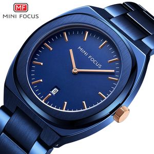 MINIFOCUS Orologio da uomo con cinturino in acciaio impermeabile, calendario con movimento giapponese alla moda e alla moda, 0319G