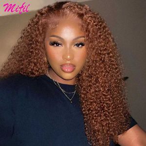 Synthetic Wigs Glueless Deep Curly Chocolate Brown Lace Front Human Hair Wigs For Women Water Wave HD Transparent Lace Frontal Human Hair Wigs 240328 240327