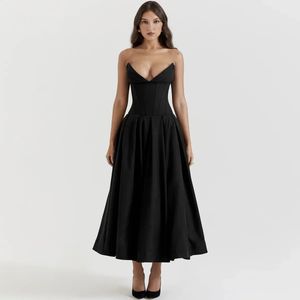 Suninheart Schwarz Elegantes Hochzeits-Event-Kleid Sexy trägerloses Korsett Midi Weihnachtsfeierkleider für Damenbekleidung 2023 240312