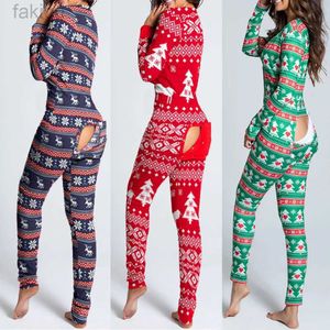 Sexy Pijamas Mulheres Natal Onesies Com Aba De Bunda Para Adultos Sexy Pijamas Romper Open Butt Pijama Macacão Xmas Pijama Long Nightie 24318