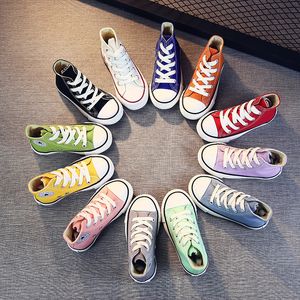 Canvas Shoes Spring Autumn High Top Lace-up Candy Color Kids Shoes Boys Sports Canvas Shoes Fashion Girls Casual Board Shoes Baby Walking Shoes