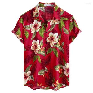 Camisas casuais masculinas homens havaianos florais 3d impressão completa botão de manga curta para baixo praia tropical para homens camisa manga masculina