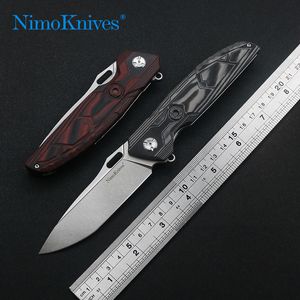 Nimo Knives Original Design Tragbares, schnell zu öffnendes Klappmesser, D2-Klinge, Vicissitudes Stone Washing, G10-Griff, Outdoor-Camping-Abenteuer, EDC-Werkzeuge