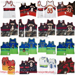 Personalizzato XS-6XL Classico retrò 1996-97 Stampa digitale Basket 55 DikembeMutombo Jersey Vintage 1986-87 4 SpudWebb 8 SteveSmith Sport traspirante Uomo Donna Gioventù Bambini