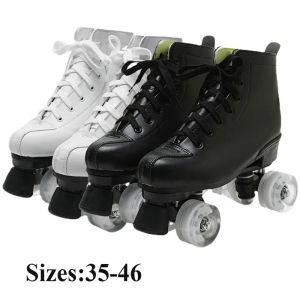 Schuhe Rollschuhe Skates Schuhe Mikrofaser Leder PU Gummi Erwachsene Frauen Frauen Unisex Quad 4 Räder Skating Sliding Sport Trainingschuhe