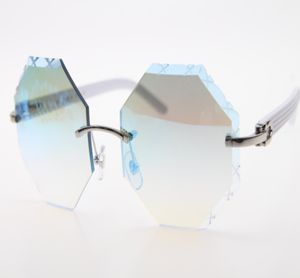 2020 Gute Qualität 4189706 Randlose White Arms Brille Unisex White Plank Brille mit Box Geschnitzte Spiegellinse neuer Modeklassiker su3799739