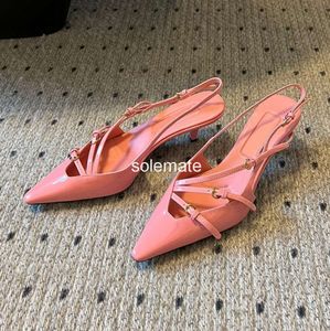 Designer High Heels Luxury Women Sandals Laminate Leathers Flat Middle Sandal Summer Beach Wedding Shoe Dress Shoes pointed toe high heels shoes sandals