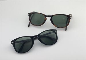 Modedesign solglasögon 714 klassisk retro pilot vikningsram glas lins uv400 skydd glasögon med läder case3298458