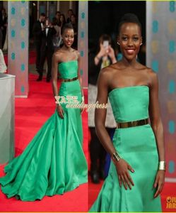 Venda on-line Lupita Nyong039o Baftas Tapete Vermelho Strapless Sereia Impressionante Vestidos de Celebridades Custom Made Evening Gowns5247036