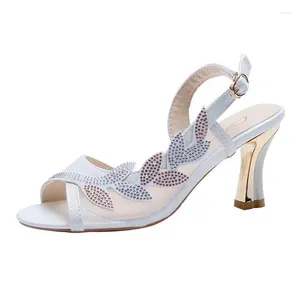 Sandals Women With Summer British Wind Fish Mouth Line Rhinestone Mesh High-heeled C1144