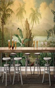 Anpassad 3D -tapet Art Wall Mural European Style Retro Landscape Oil Målning Tropisk regnskog Banana Coconut Tree Wallpaper2895330