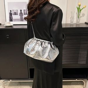 Небольшой роскошный дизайн женский кожаный серебряный облако сумка женская золотая сумка по кроссту
