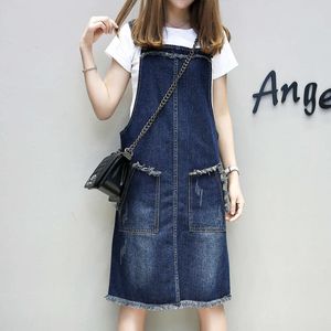 Extra Large 2021 Summer New Fat Plus Plus Plus Fat Mm Mid Length Loose and Slim Denim Strap Dress for Women's Fashion