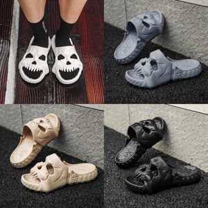 Sommar- och kvinnors tofflor Solid Color Skull Head Flat Heel Sandals Polyc Designer Högkvalitativa Fashion Slippers Waterproof Beach Sports Slippers Gai