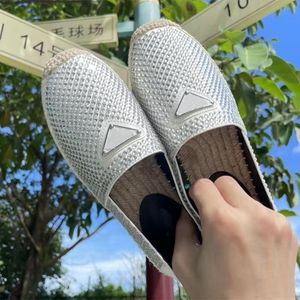 PRA DIAMOND FISHERMAN SHOD 여름 캐주얼 신발 ESPADRILLE Straw Flat Loafer Sandal Men Beach Black Sneaker Sandale Weave 야외 여행 여성 캔버스 산책 하이킹 아가씨