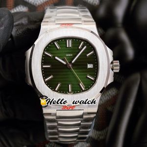 40mm 5711 1A-014 5711 Sport klockor Cal 324 Automatisk herrklocka grönt texturerat urtavla rostfritt stål armband armbandsur hej w240i