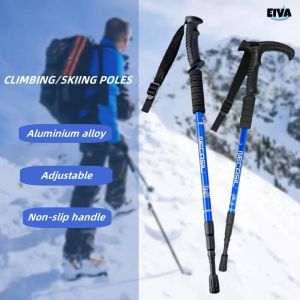 Stöcke Spazierstock Aluminiumlegierung EIVA Trekkingstöcke Outdoor Klettern Wandern Schneeklettern Multifunktionales einziehbares Werkzeug