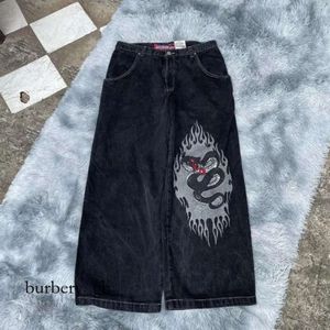 Jnco jeans män jeans jnco y2k hip hop retro grafisk broderad baggy svarta byxor män kvinnor harajuku gotisk hög midja bredbyxor 225