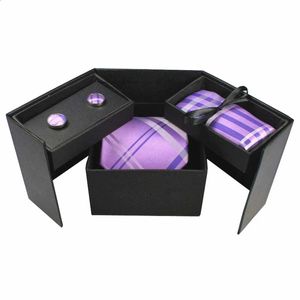 RBOCOTT NOVELTY BOX SET TIE SETS MENS CLASSIC SILK TIES HANDERCHIEF CUFFLINKS GIFT RIPED PLAID SOLTIE FÖR BRIGHT PARTY 240315