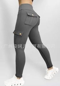 Womens Pants 2023 All Season Pocket Work Suit Fitness High Elasticity Tight Yoga Quick Drying Running 240304