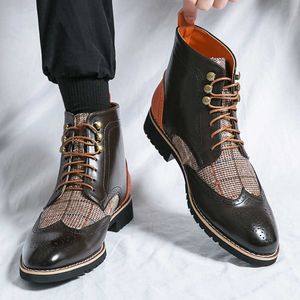 Non-Brand Schnürstiefel mit hohem HBP-Top, klassisches Design, modisch, langlebig, bequem, Leder-Stiefeletten für Herren