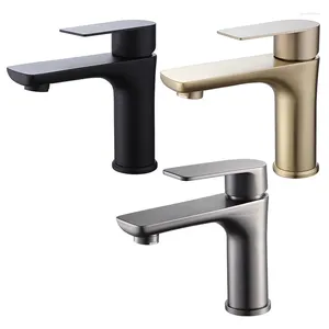 Rubinetti per lavandino del bagno Rubinetto grigio pistola in acciaio inossidabile Rubinetto per lavabo con acqua fredda e lavarsi le mani sulla piattaforma per