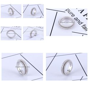 Band Rings European Men And Women Spin Fashion Zircon Couples Ring Mix Size 6 To 9 Drop Delivery Jewelry Dh0Gs