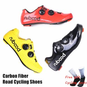 Footwear Boodun Road Cycling Shoes Carbon Fiber Selflocking Ultralight Breathable Wear Nonslip Professional Bicycle Racing Shoes