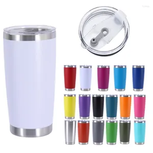 Garrafas de água 20oz drinkware caneca térmica copos de cerveja vácuo com tampas garrafa de aço inoxidável isolado à prova de vazamento caneca copo térmico