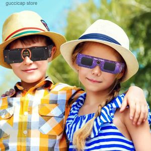 サングラス6/12/24/50/PCS Sun Eclipse Glasses Safety UV Light Glassesニュートラル透明な直接太陽観測メガネY240318
